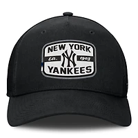 Men's Fanatics Black New York Yankees Team Patch A-Frame Trucker Snapback Hat