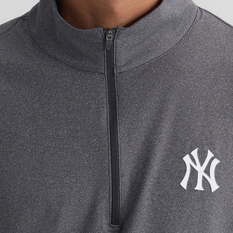 Pull à col zippé Fanatics Charcoal New York Yankees pour homme