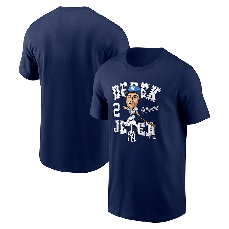 T-shirt Fanatics Derek Jeter bleu marine pour homme, motif caricature de la ville natale des Yankees New York