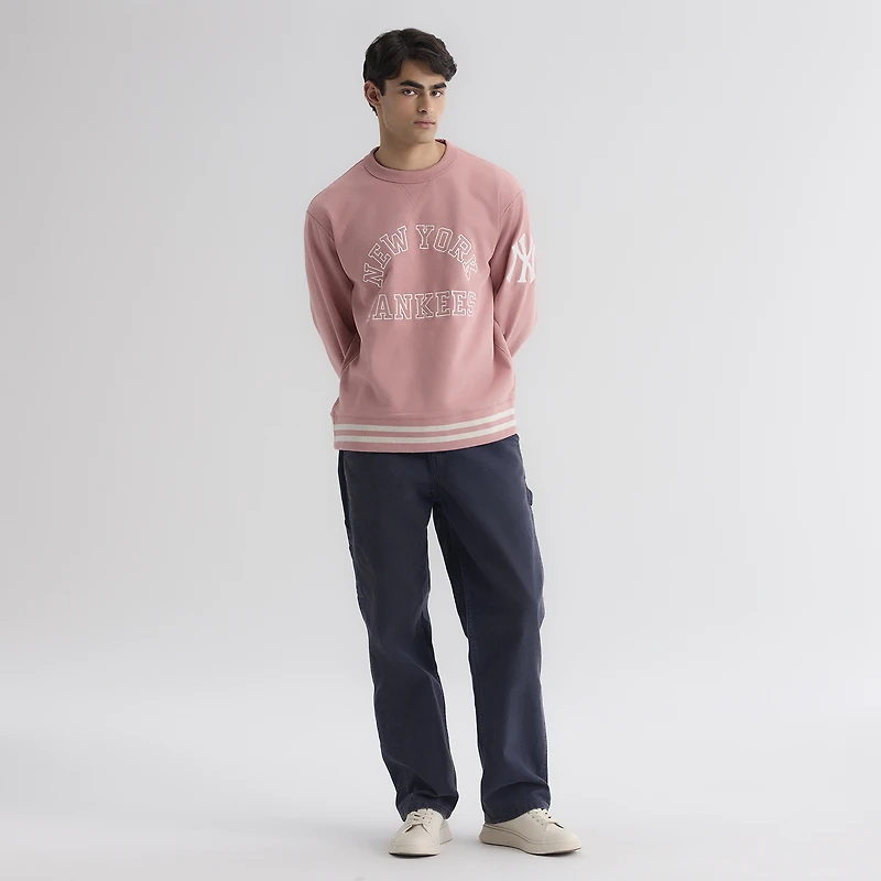 Sweat-shirt éponge emblématique des Yankees de New York, rose délavé, pour homme Fanatics