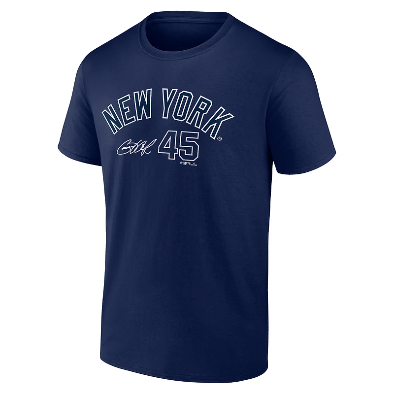 T-shirt avec nom et numéro de joueur des Yankees New York Fanatics Gerrit Cole bleu marine pour hommes