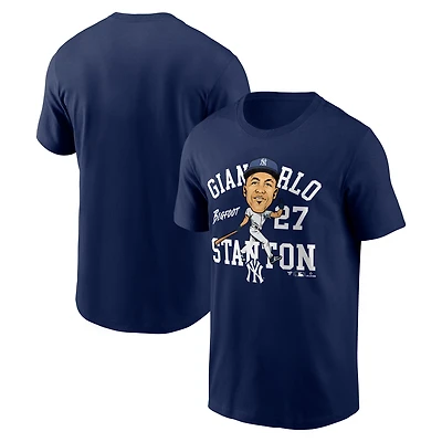 T-shirt bleu marine pour homme Fanatics Giancarlo Stanton, caricature de la ville natale des Yankees New York