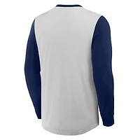 Men's Fanatics Gray/Navy New York Yankees Clubhouse Long Sleeve Henley Shirt