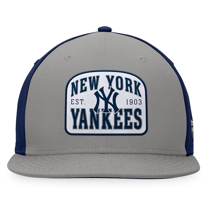 Casquette Snapback New York Yankees Cycle Fanatics pour hommes, gris/bleu marine