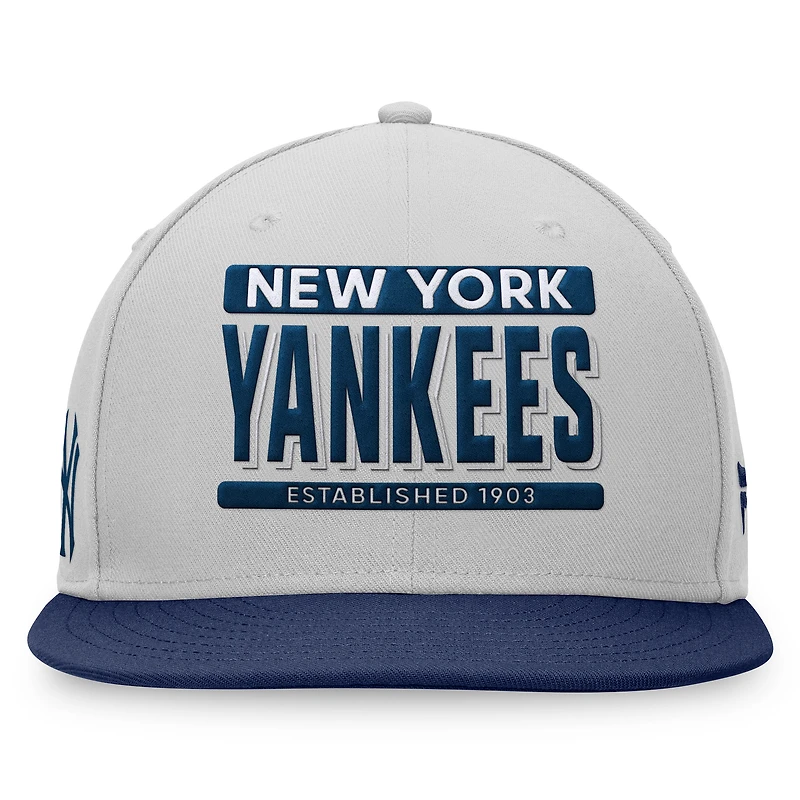 Men's Fanatics Gray/Navy New York Yankees Line Drive Two-Tone Snapback Hat