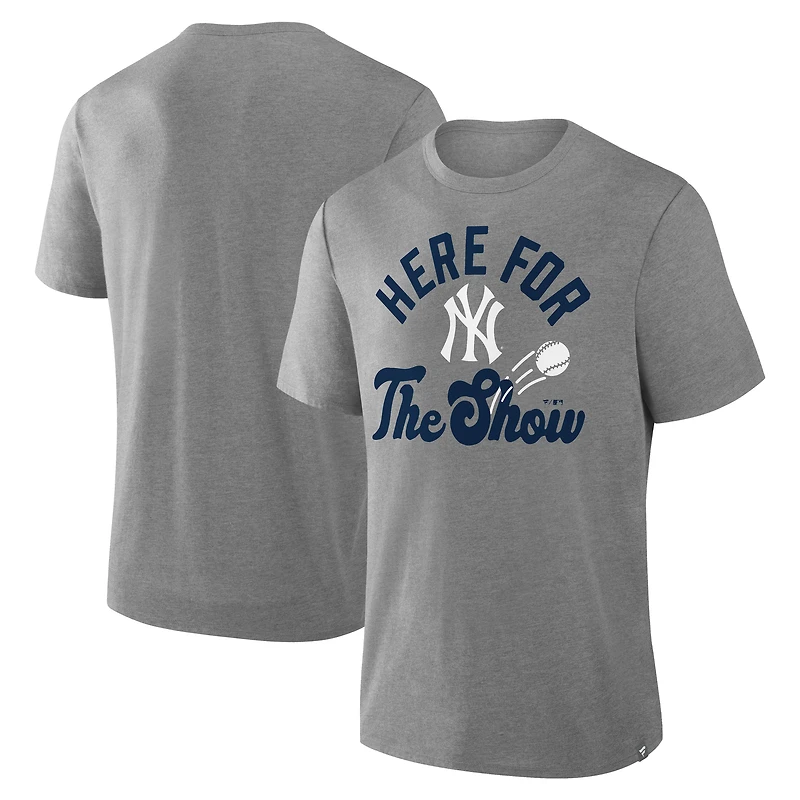 T-shirt tri-blend nostalgique gris chiné Fanatics pour homme des Yankees de New York