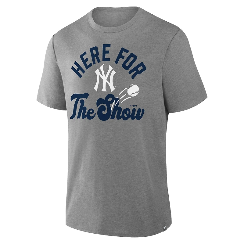 T-shirt tri-blend nostalgique gris chiné Fanatics pour homme des Yankees de New York