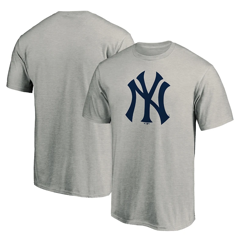 T-shirt Fanatics gris chiné pour homme avec logo officiel des Yankees de New York