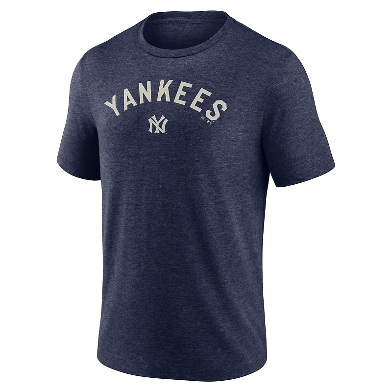 T-shirt Fanatics Heather Navy New York Yankees Cooperstown Collection Series Sweep Tri-Blend pour homme