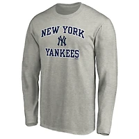 T-shirt à manches longues Fanatics gris chiné New York Yankees Heart & Soul pour homme