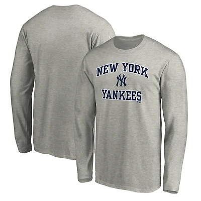 Men's Fanatics Heathered Gray New York Yankees Heart & Soul Long Sleeve T-Shirt