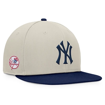 Casquette Snapback bicolore kaki/bleu marine Fanatics pour hommes de l'équipe des Yankees de New York