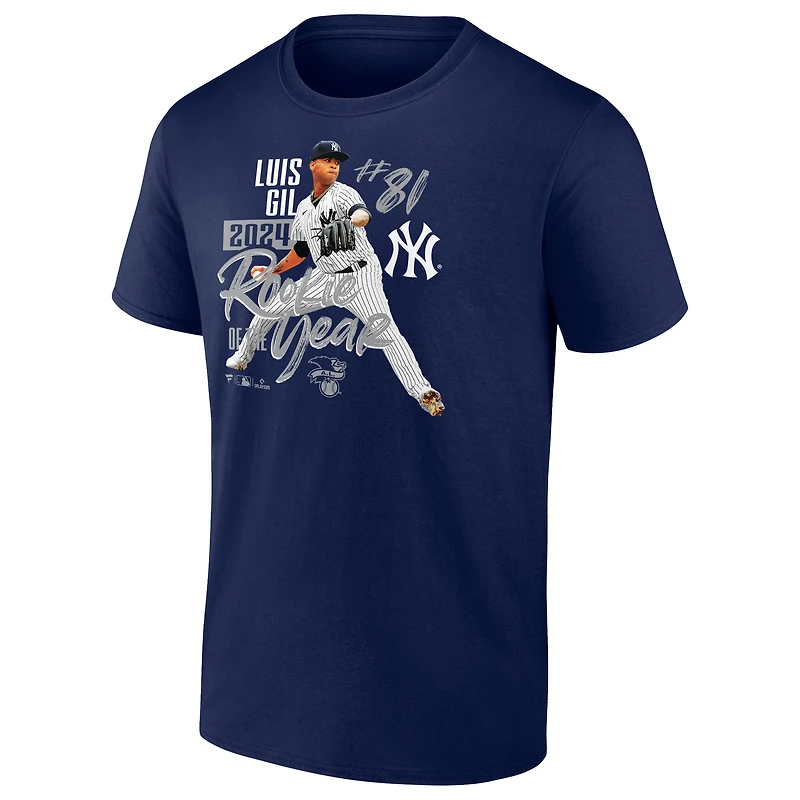 T-shirt Fanatics pour homme Luis Gil bleu marine, recrue de l'année des Yankees New York