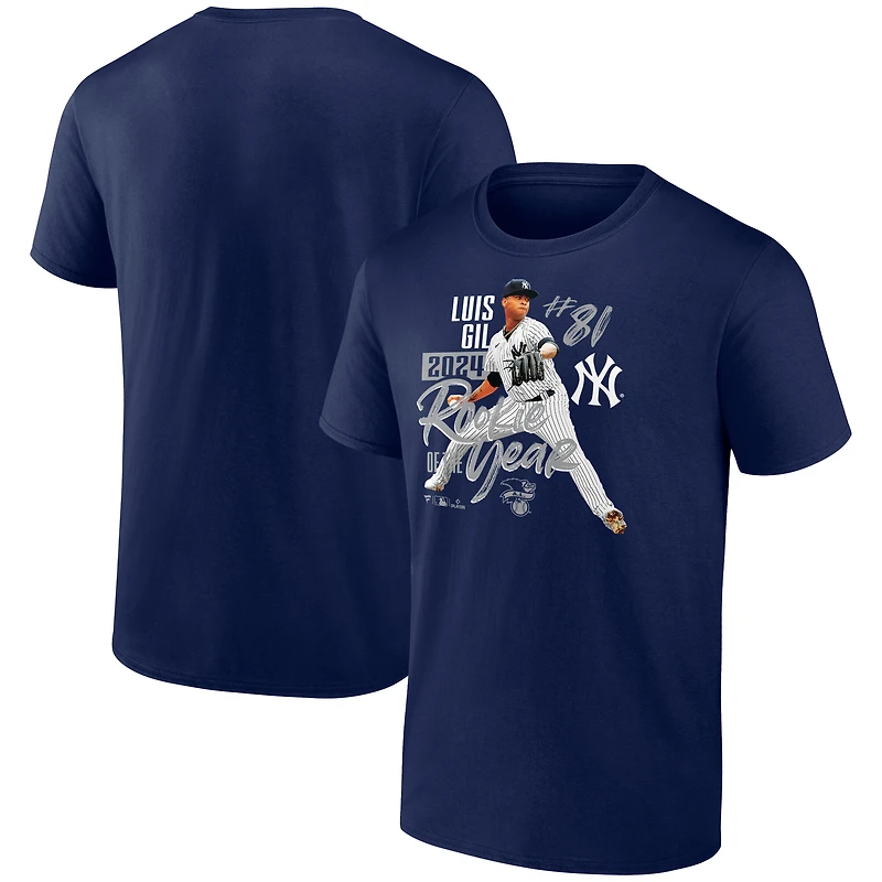 T-shirt Fanatics pour homme Luis Gil bleu marine, recrue de l'année des Yankees New York
