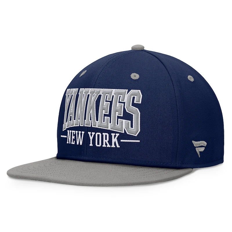 Casquette Snapback Fanatics bleu marine/gris New York Yankees Fundamental Bold Snapback pour hommes