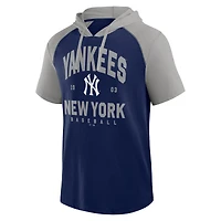 Men's Fanatics Navy/Gray New York Yankees Prime Short Sleeve Pullover Hoodie