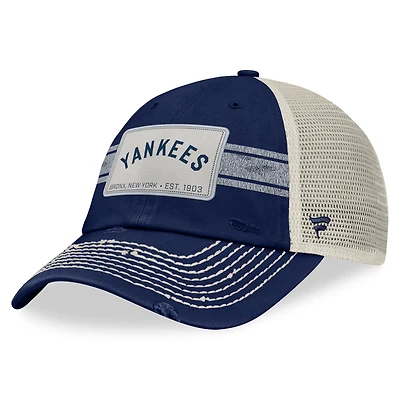 Men's Fanatics Navy/Natural New York Yankees  Heritage Stripe Trucker Adjustable Hat