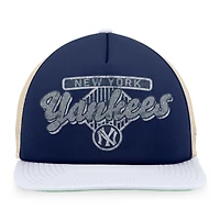 Casquette Snapback de camionneur en mousse Talley de la collection Cooperstown New York Yankees Fanatics bleu marine/blanc pour hommes