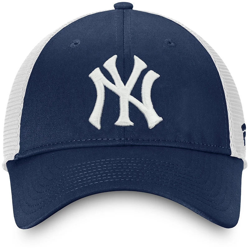 Casquette réglable de camionneur non structurée Fanatics pour hommes, bleu marine/blanc, New York Yankees Team Core