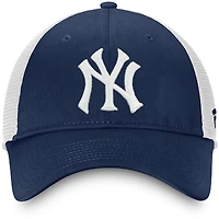 Casquette réglable de camionneur non structurée Fanatics pour hommes, bleu marine/blanc, New York Yankees Team Core