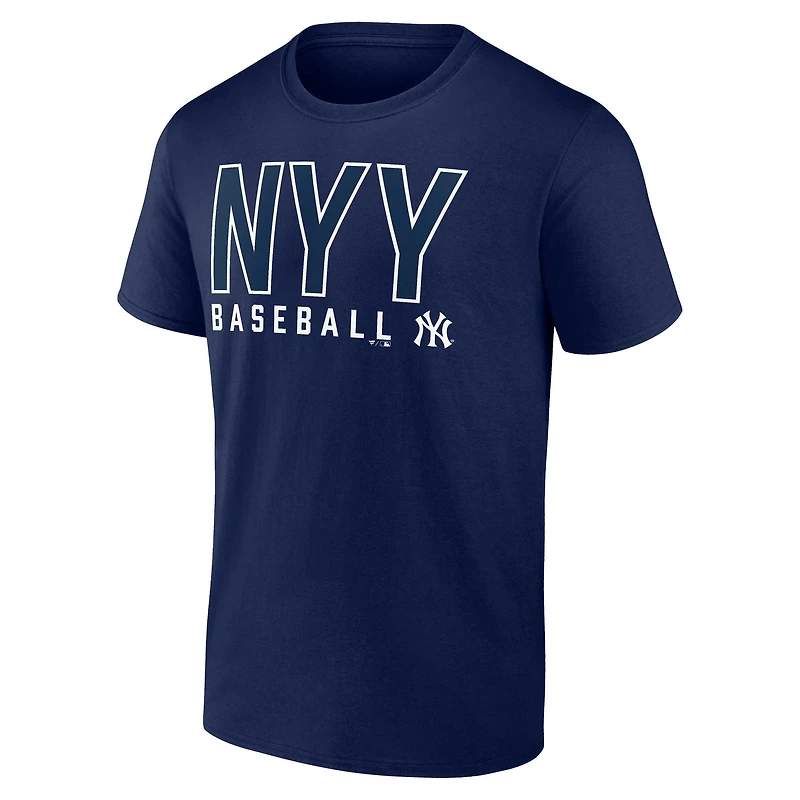 Ensemble de deux t-shirts combo fanatiques pour hommes bleu marine/blanc New York Yankees