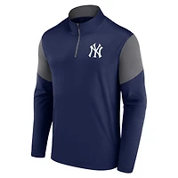 Men's Fanatics Navy New York Yankees Logo Quarter-Zip Top