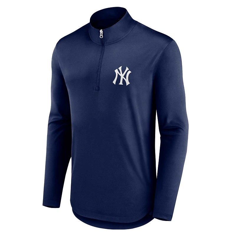 Men's Fanatics Navy New York Yankees Quarterback Quarter-Zip Top