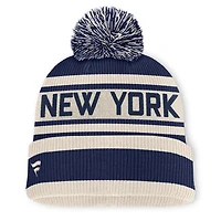Bonnet à revers en maille avec pompon, bleu marine, motif New York Yankees, de la marque Fanatics.