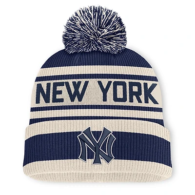 Men's Fanatics Navy New York Yankees Tape Measure Cuffed Knit Hat with Pom