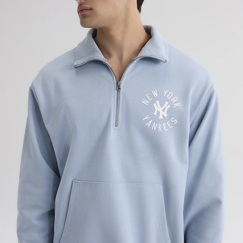 Sweat-shirt à col zippé Fanatics bleu ciel New York Yankees Iconic Terry pour homme