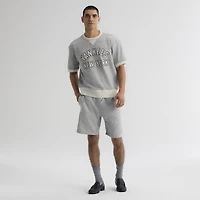 Men's Fanatics Steel Heather New York Yankees Iconic Terry Short Sleeve Sweatshirt