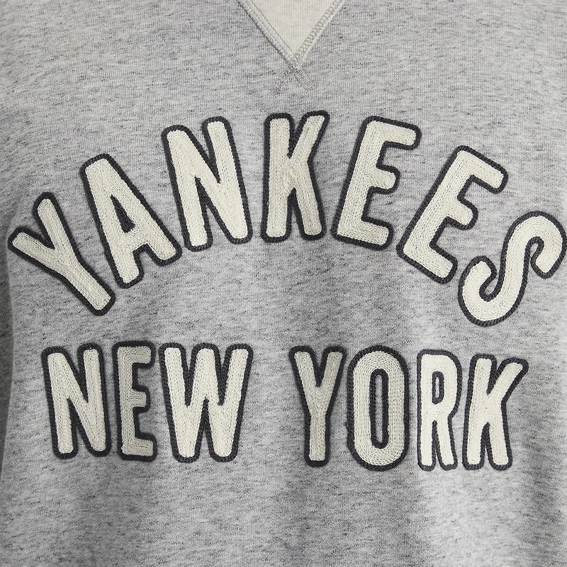 Men's Fanatics Steel Heather New York Yankees Iconic Terry Short Sleeve Sweatshirt