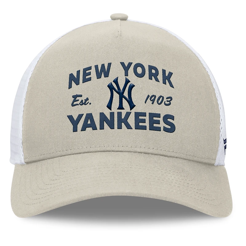 Casquette réglable de camionneur A-Frame Stone New York Yankees Fanatics pour hommes