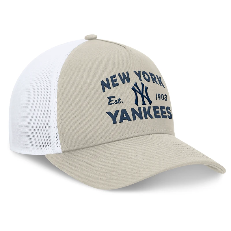 Casquette réglable de camionneur A-Frame Stone New York Yankees Fanatics pour hommes