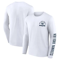 T-shirt blanc à manches longues Pressbox Fanatics pour hommes des Yankees de New York