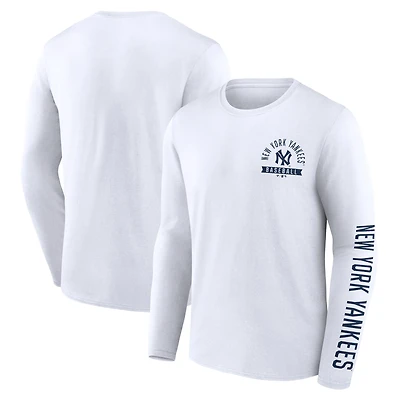 Men's Fanatics White New York Yankees Pressbox Long Sleeve T-Shirt