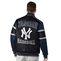 Veste universitaire en cuir noir G-III Sports by Carl Banks pour homme des Yankees de New York