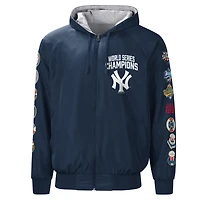 Sweat à capuche raglan réversible glissière pleine longueur New York Yankees Southpaw G-III Sports by Carl Banks pour homme bleu marine/gris - Veste