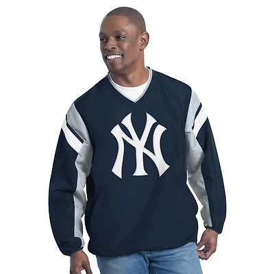 Pull à col en V double couverture G-III Sports by Carl Banks bleu marine pour homme, motif New York Yankees