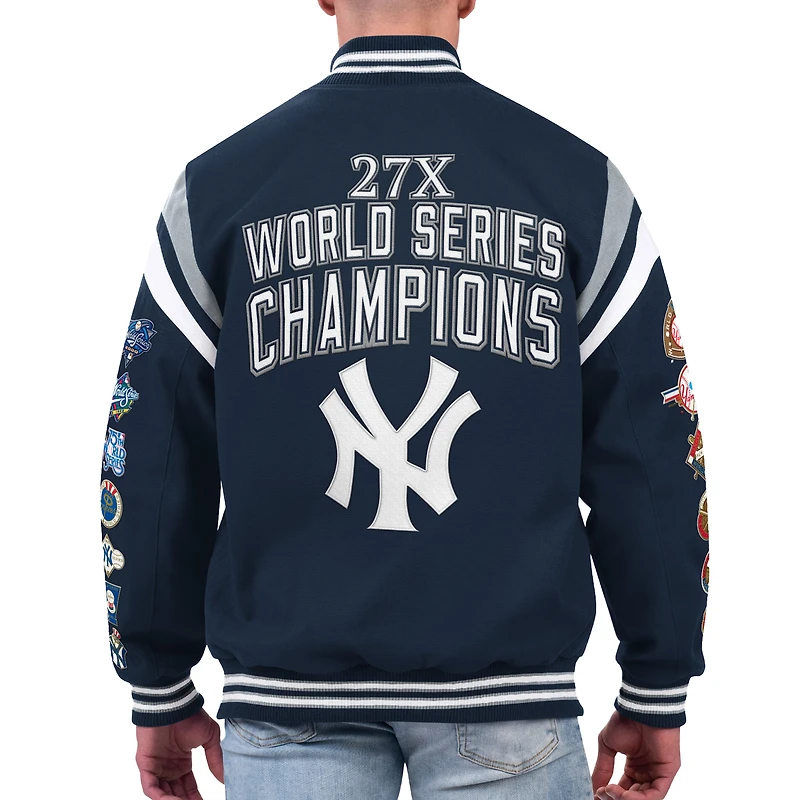Veste universitaire à bouton-pression rapide G-III Sports by Carl Banks pour hommes, bleu marine, New York Yankees