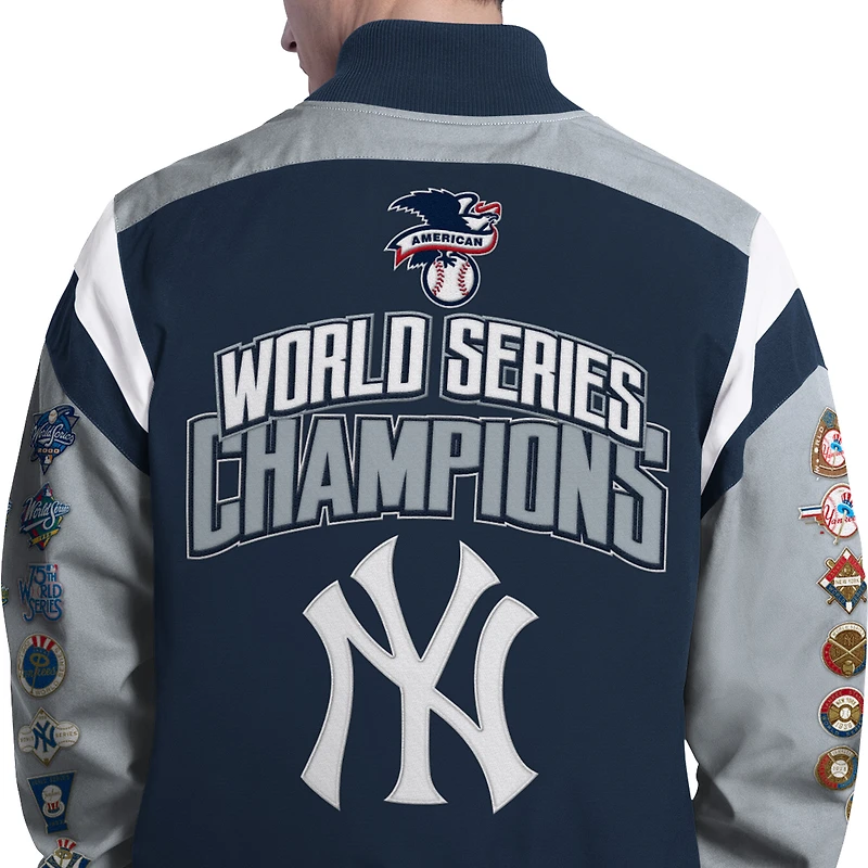 Veste universitaire commémorative Strong Safety pour homme G-III Sports by Carl Banks, bleu marine, New York Yankees, fermeture à boutons-pression.
