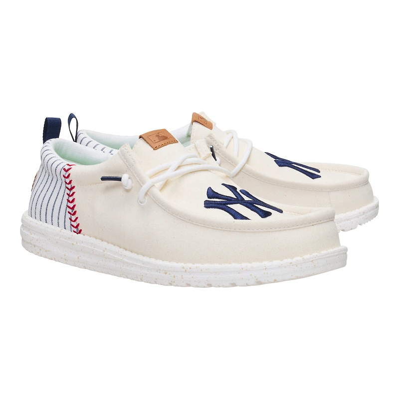 Chaussures décontractées à enfiler Hey Dude blanches New York Yankees Wally pour hommes