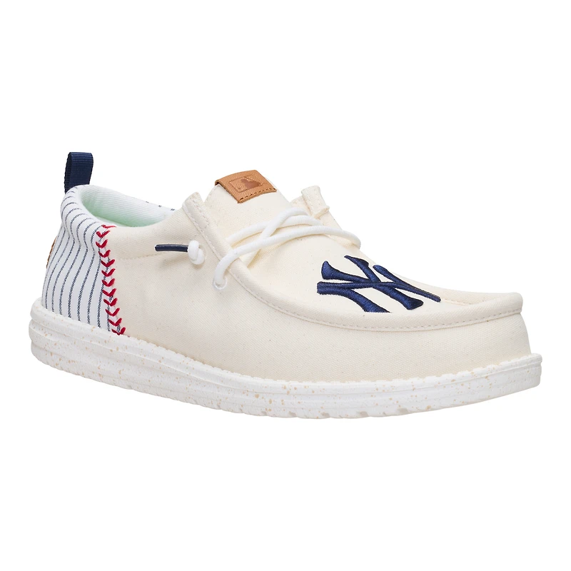 Men's Hey Dude White New York Yankees Wally Casual Slip On Shoes