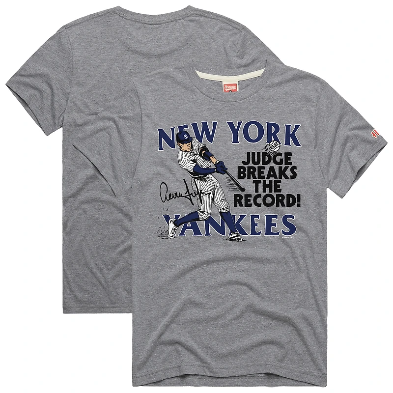 Men's Homage Aaron Judge Gray New York Yankees Graphic Player T-Shirt
