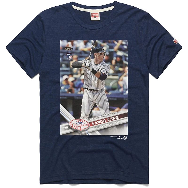 Men's Homage Aaron Judge Navy New York Yankees 2017 Topps Baseball Card Player T-Shirt
