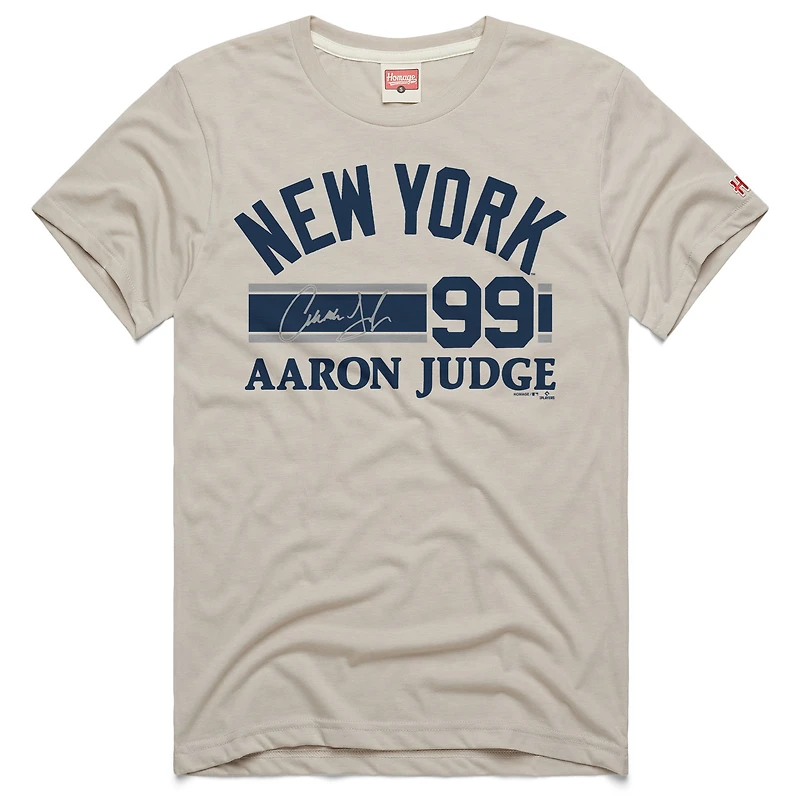 Men's Homage Aaron Judge Stone New York Yankees Signature Name & Number Tri-Blend T-Shirt