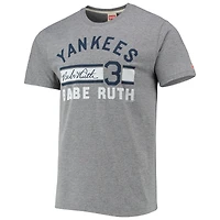 Men's Homage Babe Ruth Heathered Gray New York Yankees Remix Jersey Tri-Blend T-Shirt