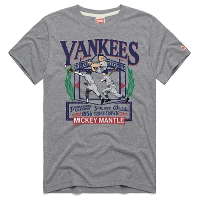 Men's Homage Mickey Mantle Dark Heather Gray New York Yankees Awards Tri-Blend T-Shirt