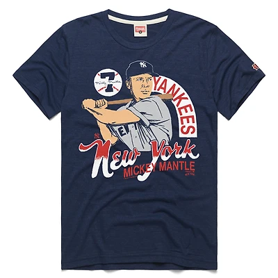 Men's Homage Mickey Mantle Navy New York Yankees Signature Tri-Blend T-Shirt