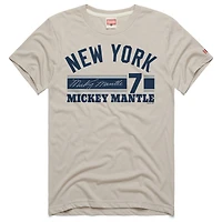 Men's Homage Mickey Mantle Stone New York Yankees Signature Name & Number Tri-Blend T-Shirt